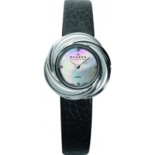 Skagen Black Label Jewelry Inspired Swiss Case Mother-of-pearl Dial Women's watch #885SSLB