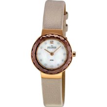 Skagen Denmark White Dial And Rose Gold Pvd Ladies Watch 456srlt