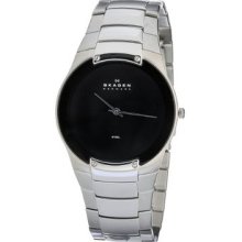 Skagen Men's Skagen Denmark Silver Steel Link Black Dial Watch 861xlsxb