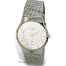 Skagen Mens Slimline Mesh Watch - Stainless - Two tone dial 233LGSC