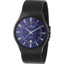 Skagen Men's T233xltmn Royal Blue Dial And Black Signature Skagen Band Watch