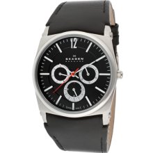 Skagen Watches Men's Skagen Chronograph Black Genuine Leather Black G