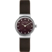 Skagen Women's 358xssld Steel Collection Crystal Accented Brown Leather Watch