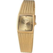 Skagen Women's Goldtone Stainless Mesh Square Watch - Gold Dial - 380XSGGG1