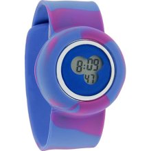 Slap-On Snap Bracelet XL 43MM Pink/Blue Tie Dye Jelly Digital Quartz Watch