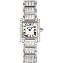 Small Cartier Tank Francaise White Gold Ladies Jewelry Watch WE1002SD