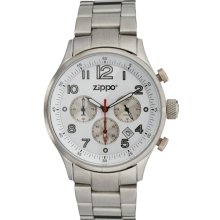 Sport Chronograph Zippo Watch - White Dial 42.5 x 49 mm