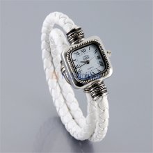 Square Stainless Steel Dial Women's Electronic Bracelet Wrist Watch (White)