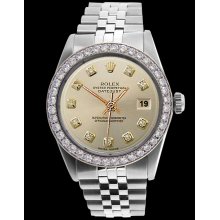 SS jubilee bracelet rolex silver diamond dial bezel men datejust watch