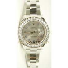 Stainless Steel 41mm Datejust II Model 116334 Silver Dial With Blue Arabic Numerals & A Custom Added 2 Ct. Diamond Bezel