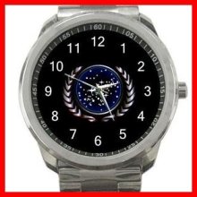 Star Trek Federation Of Planets Silvertone Sports Metal Watch 220