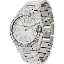 Steel by Design Crystal Dial Panther Link Watch - Silvertone - One Size