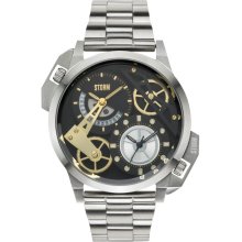 Storm Mens Dualon Skeleton Chronograph Stainless Watch - Silver Bracelet - Skeleton Dial - DU47135/BK