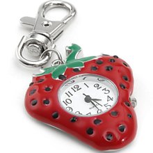 Strawberry Fashionable Women's PC Quartz Keychain Watch (Red)