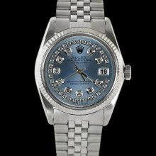 String diamond dial SS jubilee bracelet datejust men watch fluted bezel rolex