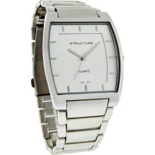 Structure by Surface Quartz Mens Square Silver Tone Bracelet Dress Watch 32740