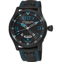 Stuhrling 141a 335551 Black Eagle Swiss Pilot Date Mens Watch