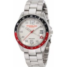 Stuhrling Original 290.122TT12 Lifestyles Regatta Galleon Swiss Quartz Date Stainless Steel Watch Black and Red Bezel