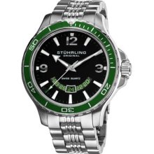 Stuhrling Original Watches Men's Pioneer Swiss Quartz Green Bezel 270