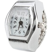 Style Women's Casual Alloy Analog Quartz Ring Watch (Silver)