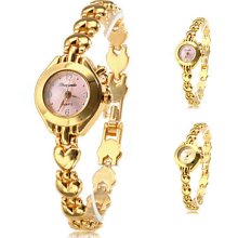 Style Women's Fashionable Alloy Analog Quartz Bracelet Watch (Gold)