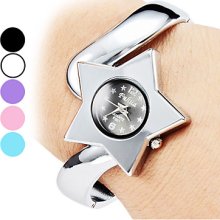 Style Women's Star Alloy Analog Quartz Bracelet Watch (Silver)