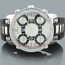 Super Techno 5 Time Zone Mens Diamond Watch 0.10ct