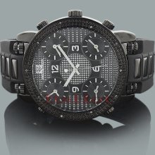 Super Techno Diamond Watches: 5 Time Zone Mens Watch 0.10ct