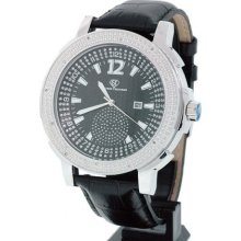 Super Techno Men's Black Face Diamond Watch