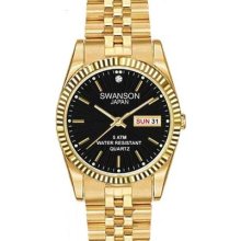 Swanson Men Gold-tone, Black Dial Watch