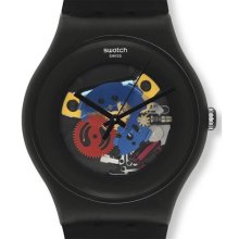 Swatch Black Lacquered Mens Watch SUOB101 ...