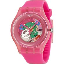 Swatch Pink Lacquered Pink Silicone Unisex Watch Suop100