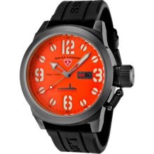 Swiss Legend Men's Submersible Orange Dial Gunmetal Ss Case Black Sili