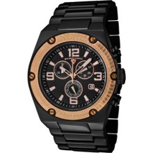 Swiss Legend Men's Throttle Chronograph Rose Gold Tone Bezel Black Ip