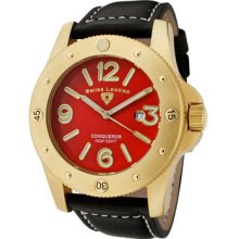 Swiss Legend Watch 20188-yg-05 Men's Conqueror Red Dial Gold Tone Ip Case Black