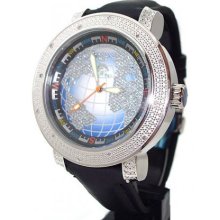 Techno Master Men's World Map Diamond Watch