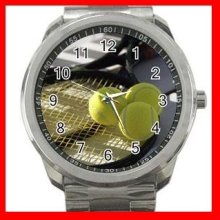 Tennis Still Life Silvertone Sports Metal Watch 254