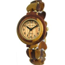 Tense Wood Womens Heart-shape Sandal Wood Watch - Wood Bracelet - Wood Dial - L7007I