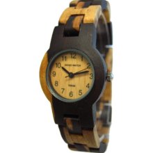 Tense Wood Womens Sandalwood Wood Watch - Two-tone Bracelet - Light Dial - L7103DM