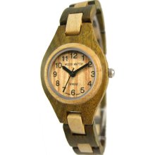 Tense Wood Womens Sandalwood & Maple Wood Watch - Two-tone Bracelet - Light Dial - L7509GM