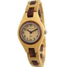 Tense Wood Womens Sandalwood & Maple Wood Watch - Two-tone Bracelet - Light Dial - L7509MS