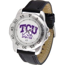 Texas Christian Logo- Mens Sport Leather Watch