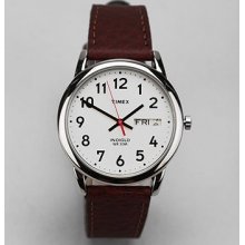 Timex Brown Leather Easy Reader Watch: Brown One Size Mens Watches