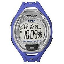 Timex Ironman Sleek 50 Lap Full Size Watch Blue/silver Wristwatch Fast Shipp