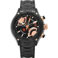 Timex Men's Flyback Stainless Steel Black Chronograph Dial Watch