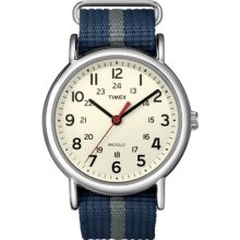 Timex Mens T2n654kw Weekender Blue And Gray Slip Through Strap Watch