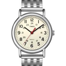 Timex Men's T2n656 Weekender Cream Dial Stainless Steel Watch