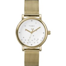 Timex Originals Easy Reader, Goldtone Case And Mesh, White Dial, Scattered Crystals - T2n986