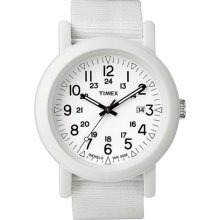 Timex Unisex Easy Reader T2N427 White Nylon Quartz Watch with White Dial