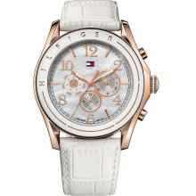 Tommy Hilfiger White Leather Chronograph Ladies Watch 1781051 - White - Leather